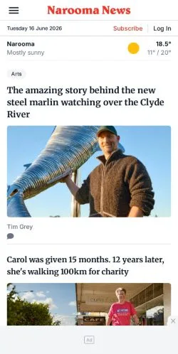 Anteprima del sito Narooma News, media di Australia per articoli sponsorizzati