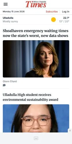 Anteprima del sito Milton Ulladulla Times, media di Australia per articoli sponsorizzati
