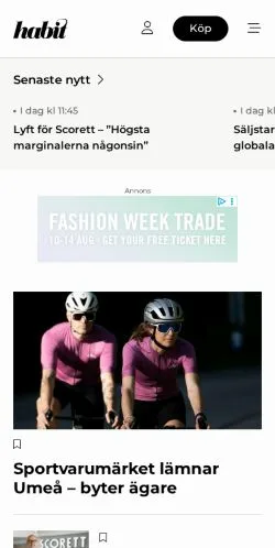 Podgląd witryny Habit, medium z kraju Szwecja do artykułów sponsorowanych