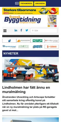 Anteprima del sito Svensk Byggtidning, media di Svezia per articoli sponsorizzati