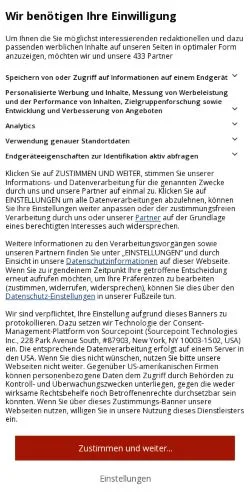 Anteprima del sito FinanzNachrichten, media di Germania per articoli sponsorizzati