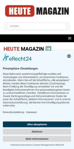 Anteprima del sito Heute Magazin, media di Germania per articoli sponsorizzati