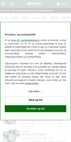 Förhandsvisning av webbplatsen BilGalleri, medium i Danmark för sponsrade artiklar
