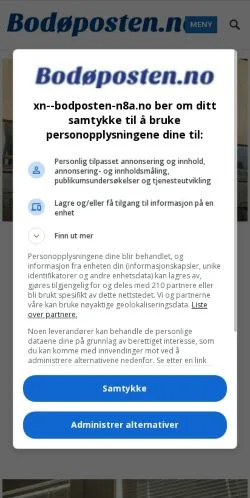 Podgląd witryny Bodøposten, medium z kraju Norwegia do artykułów sponsorowanych