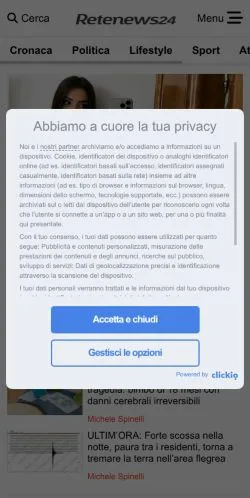Anteprima del sito Retenews24, media di Italia per articoli sponsorizzati