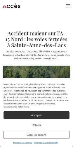 Forhåndsvisning af Journal Accès, medie fra Canada til sponsorerede artikler