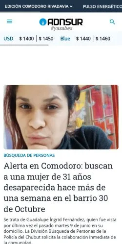 Anteprima del sito ADNSUR, media di Argentina per articoli sponsorizzati