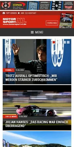 Podgląd witryny Motorsport XL, medium z kraju Niemcy do artykułów sponsorowanych