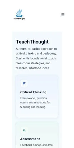 Pré-visualização do site TeachThought, meio de Estados Unidos para artigos patrocinados