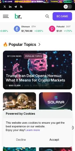 Podgląd witryny Blockchain Reporter, medium z kraju Stany Zjednoczone do artykułów sponsorowanych
