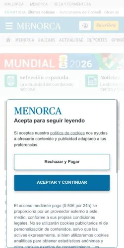 Vista previa del sitio Menorca, medio de España para artículos patrocinados