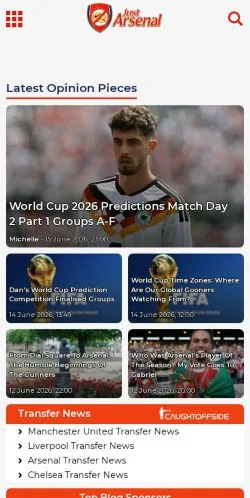 Podgląd witryny Just Arsenal News, medium z kraju Wielka Brytania do artykułów sponsorowanych