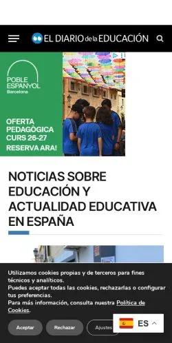 Anteprima del sito El Diario de la Educación, media di Spagna per articoli sponsorizzati