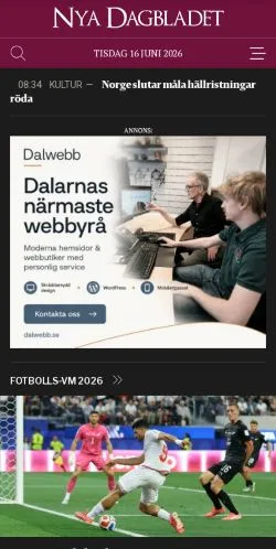 Anteprima del sito Nya Dagbladet, media di Svezia per articoli sponsorizzati