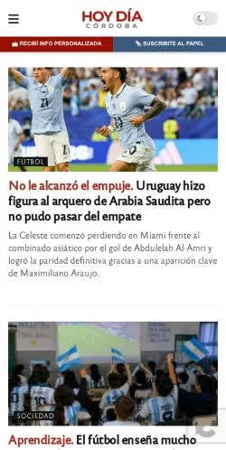 Anteprima del sito Hoy Día Córdoba, media di Argentina per articoli sponsorizzati