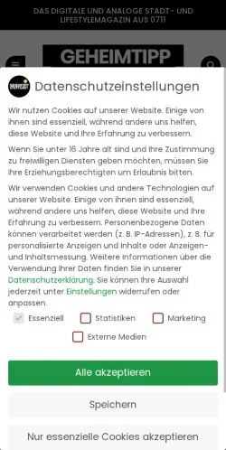 Podgląd witryny Geheimtipp Stuttgart, medium z kraju Niemcy do artykułów sponsorowanych