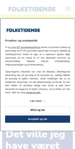 Podgląd witryny Folketidende, medium z kraju Dania do artykułów sponsorowanych