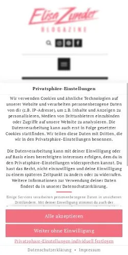 スポンサード記事向けのドイツメディア、ElisaZunder Blogazineのサイトプレビュー