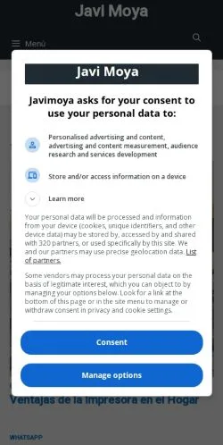 スポンサード記事向けのスペインメディア、Javi Moya Tecnologíaのサイトプレビュー