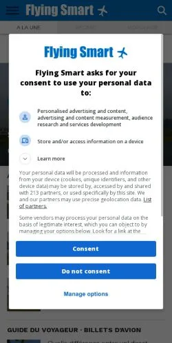 Anteprima del sito Flying Smart, media di Francia per articoli sponsorizzati