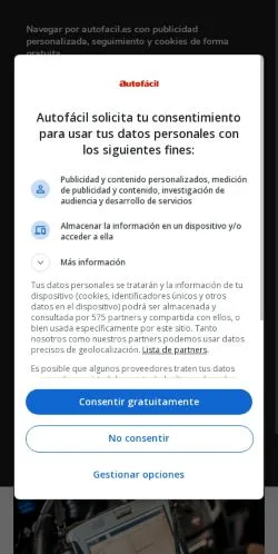 Anteprima del sito Autofacil, media di Spagna per articoli sponsorizzati