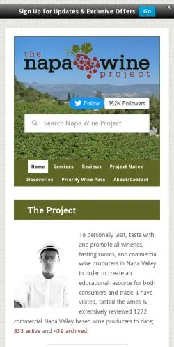 Podgląd witryny The Napa Wine Project, medium z kraju Stany Zjednoczone do artykułów sponsorowanych