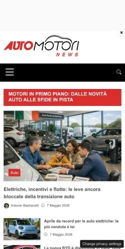 Podgląd witryny AutoMotoriNews, medium z kraju Włochy do artykułów sponsorowanych