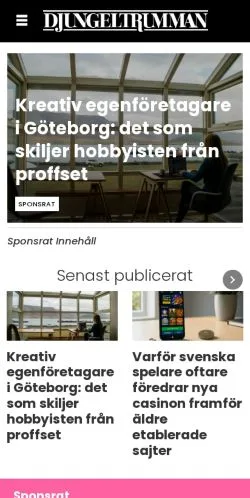 Podgląd witryny Djungeltrumman Göteborg, medium z kraju Szwecja do artykułów sponsorowanych