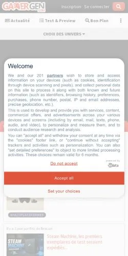 スポンサード記事向けのフランスメディア、GAMERGENのサイトプレビュー