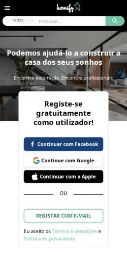 Vorschau der Website Homify, Medium aus Portugal für gesponserte Artikel