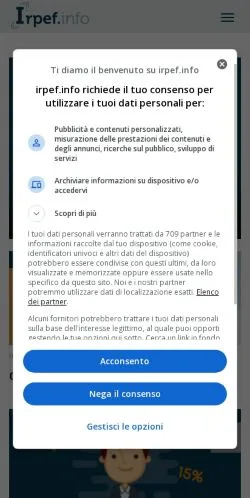 Anteprima del sito Irpef, media di Italia per articoli sponsorizzati