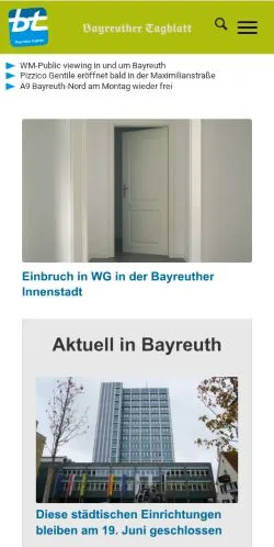 Podgląd witryny Bayreuther Tagblatt, medium z kraju Niemcy do artykułów sponsorowanych