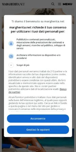 Anteprima del sito Margherita, media di Italia per articoli sponsorizzati