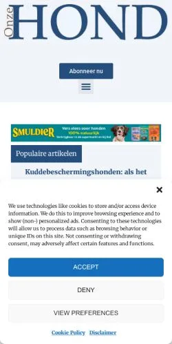 Anteprima del sito Onze Hond, media di Paesi Bassi per articoli sponsorizzati