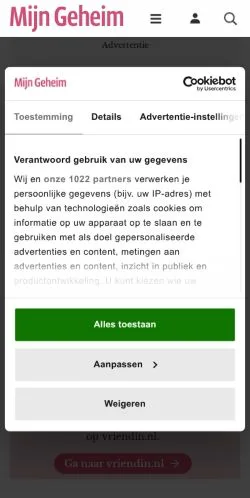 Anteprima del sito Tijdschrift Mijn Geheim, media di Paesi Bassi per articoli sponsorizzati