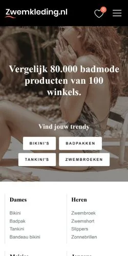 Anteprima del sito Zwemkleding, media di Paesi Bassi per articoli sponsorizzati