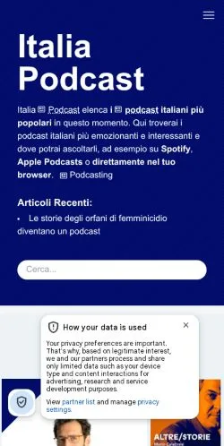 Anteprima del sito Italia Podcast, media di Italia per articoli sponsorizzati