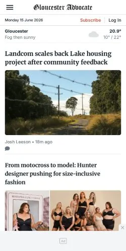 Anteprima del sito Gloucester Advocate, media di Australia per articoli sponsorizzati