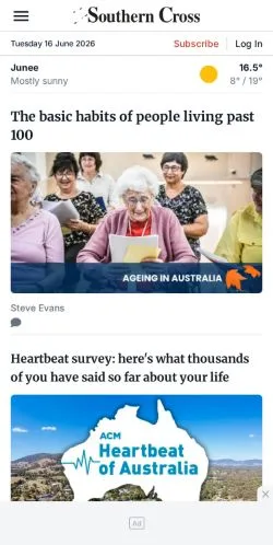 Anteprima del sito Junee Southern Cross, media di Australia per articoli sponsorizzati