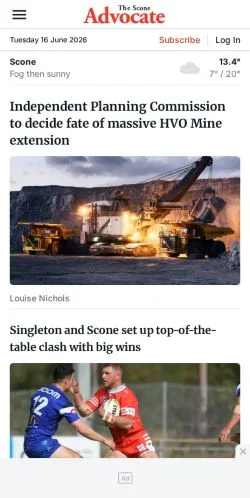 Anteprima del sito The Scone Advocate, media di Australia per articoli sponsorizzati