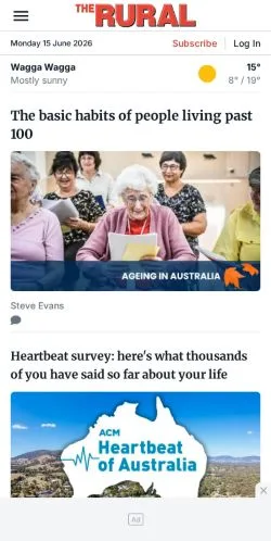 Anteprima del sito The Rural, media di Australia per articoli sponsorizzati