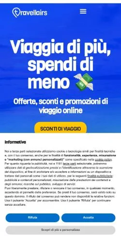 スポンサード記事向けのイタリアメディア、Travellairsのサイトプレビュー