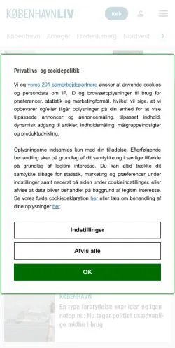 Anteprima del sito KøbenhavnLIV, media di Danimarca per articoli sponsorizzati