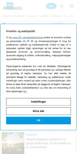 스폰서 기사용 덴마크 매체 Randers Amtsavis 사이트 미리보기