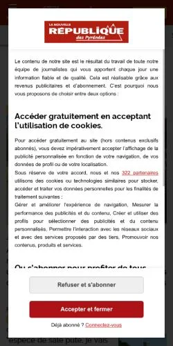 Anteprima del sito NR Pyrenees, media di Francia per articoli sponsorizzati