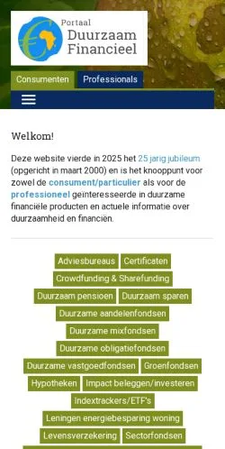 Anteprima del sito Duurzaam Financieel, media di Paesi Bassi per articoli sponsorizzati