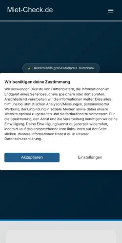 Anteprima del sito Miet-Check, media di Germania per articoli sponsorizzati