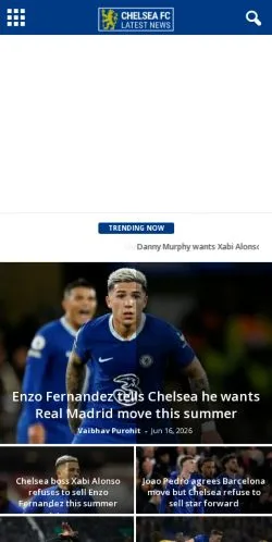 Pré-visualização do site Chelsea Transfer News, meio de Reino Unido para artigos patrocinados