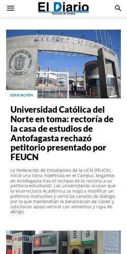 Vista previa del sitio El Diario de Antofagasta, medio de España para artículos patrocinados