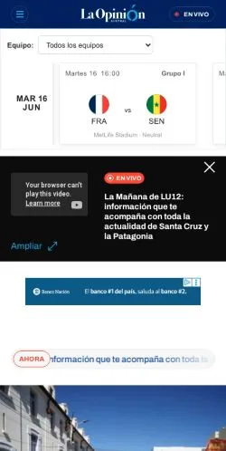 Podgląd witryny La Opinión Austral, medium z kraju Argentyna do artykułów sponsorowanych
